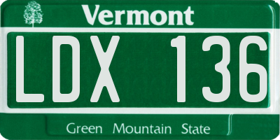 VT license plate LDX136