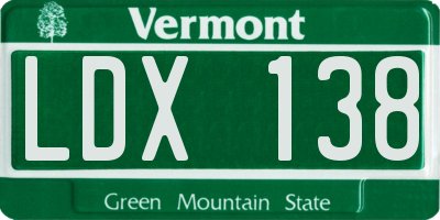 VT license plate LDX138