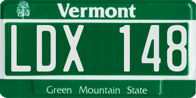 VT license plate LDX148