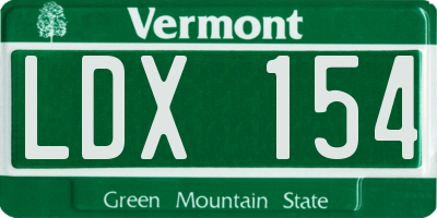 VT license plate LDX154