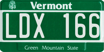 VT license plate LDX166