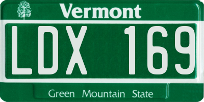 VT license plate LDX169
