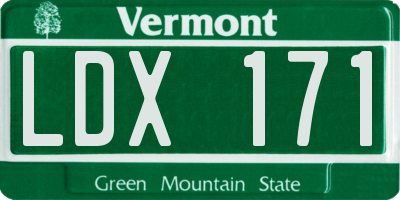 VT license plate LDX171