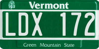 VT license plate LDX172