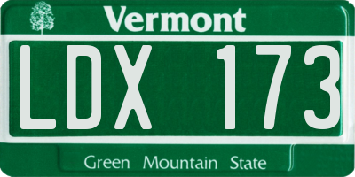 VT license plate LDX173