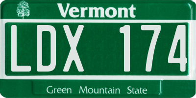 VT license plate LDX174