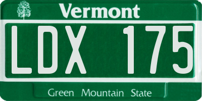 VT license plate LDX175