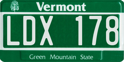 VT license plate LDX178