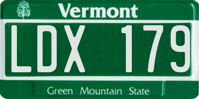 VT license plate LDX179