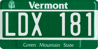 VT license plate LDX181