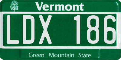 VT license plate LDX186
