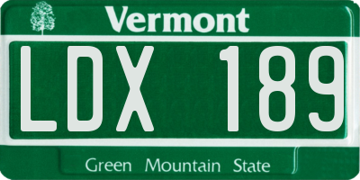 VT license plate LDX189