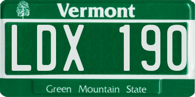 VT license plate LDX190