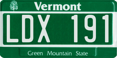 VT license plate LDX191