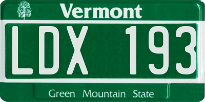 VT license plate LDX193