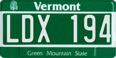 VT license plate LDX194