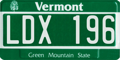 VT license plate LDX196