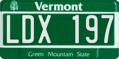 VT license plate LDX197