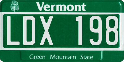 VT license plate LDX198