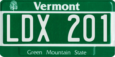 VT license plate LDX201