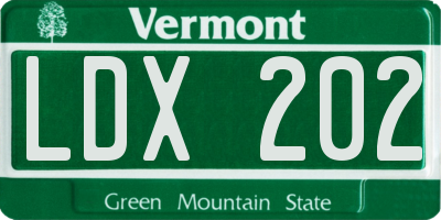 VT license plate LDX202