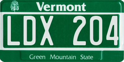 VT license plate LDX204