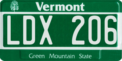 VT license plate LDX206