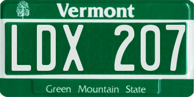 VT license plate LDX207