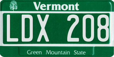 VT license plate LDX208