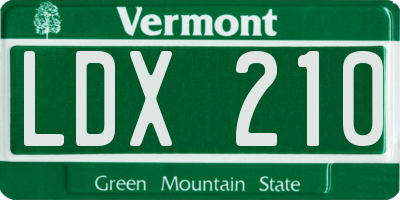 VT license plate LDX210