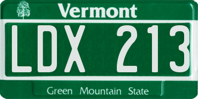 VT license plate LDX213
