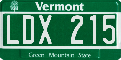VT license plate LDX215