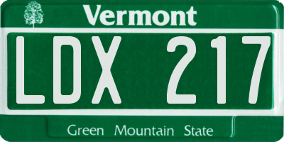 VT license plate LDX217