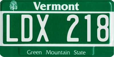 VT license plate LDX218