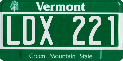 VT license plate LDX221