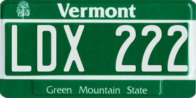 VT license plate LDX222