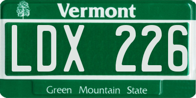 VT license plate LDX226