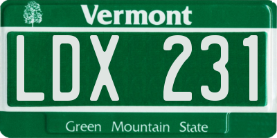 VT license plate LDX231