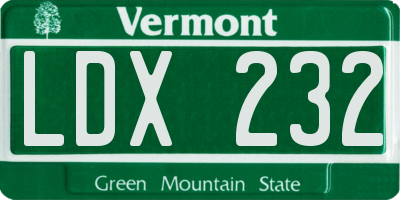 VT license plate LDX232