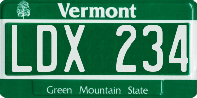 VT license plate LDX234