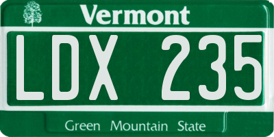 VT license plate LDX235
