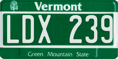 VT license plate LDX239