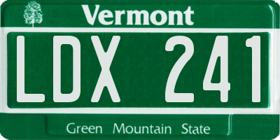 VT license plate LDX241