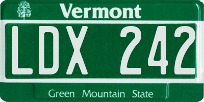 VT license plate LDX242