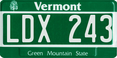 VT license plate LDX243