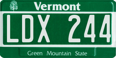 VT license plate LDX244