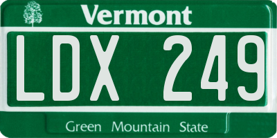 VT license plate LDX249