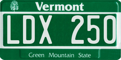 VT license plate LDX250