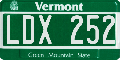 VT license plate LDX252