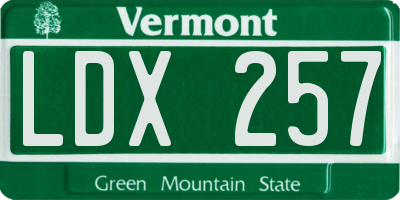 VT license plate LDX257